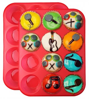 Ozera 2 Pack Silicone Muffin Pan 12 Cups Large Cupcake Pans, Silicone Baking Molds Muffin Tin Tray